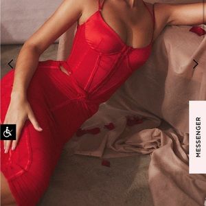 House of CB SCARLET RUCHED MIDI DRESS